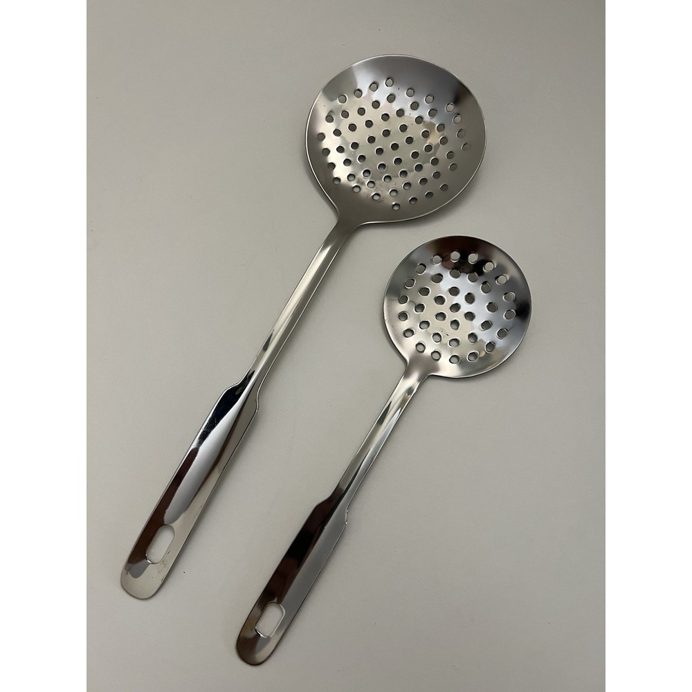 Chrome Plated Skimmer Strainer Set of 2 Serving Spoon Kitchen Utensils